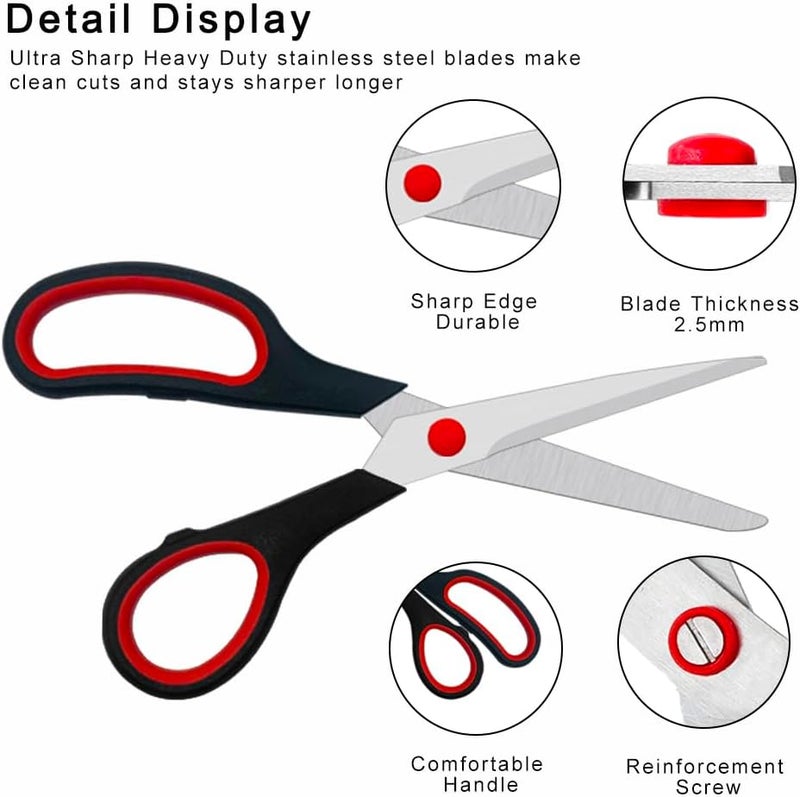 Aksiko Scissors, 2 Pack 7.5 inch Scissors for Office and Home, Scissor All Purpose for School Fabric Craft Supplies Use - Image 3